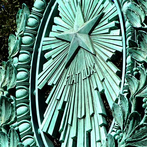 Star atop Sather Gate. Photo by Keegan Houser.